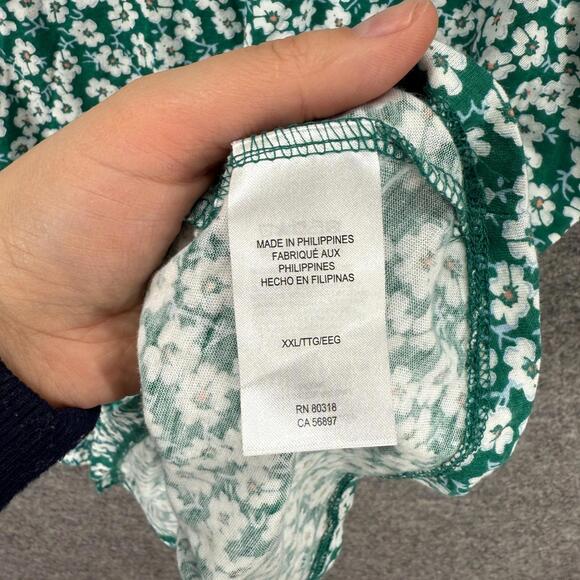 Lucky Brand T-Shirt Women 2XL Green Floral Short Sleeve Round Neck Casual - Picture 4 of 7